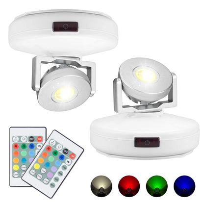 Skorter | Bigmonat Led Spotlight, Wireless Color Change Lighting With Remote Control, Dimmable, 2 Pack