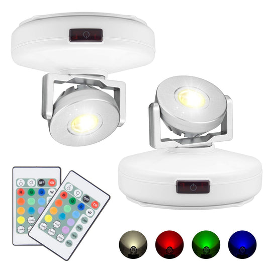 Skorter | Bigmonat Led Spotlight, Wireless Color Change Lighting With Remote Control, Dimmable, 2 Pack