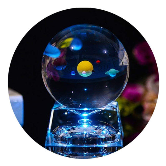 Skorter | Ftytek 3D Crystal Ball With Solar System & Led Base, 80Mm - Perfect Gift For Kids & Teachers
