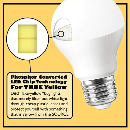 Skorter | Miracle Led Yellow Bug Light Max - 100W Equivalent A19 Outdoor Light Bulb - 2 Pack for Porch & Terrace