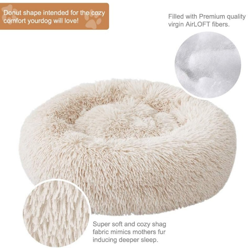 Skorter | Beef Plush Calming Donut Dog Bed for Small to Large Dogs