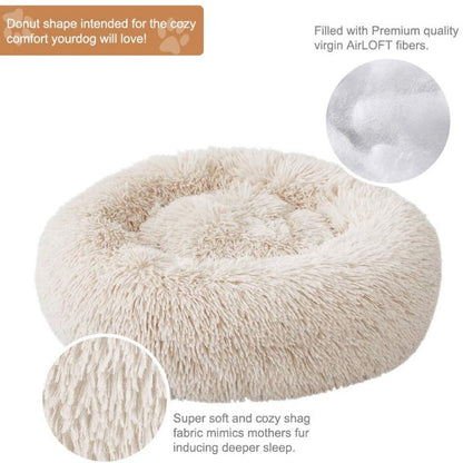 Skorter | Beef Plush Calming Donut Dog Bed for Small to Large Dogs