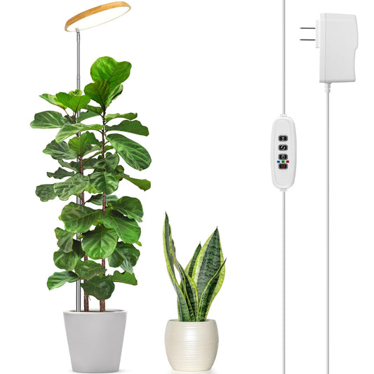 Skorter | Lbw 2024 Bamboo Plant Growth Light, 82 Leds Full Spectrum Grow Light For Indoor Plants, 4-Level Brightness Around Plant Light With 4H/8H/12H Auto Timer, 10.4-59In Height Adjustable, Ideal For Tall Plants