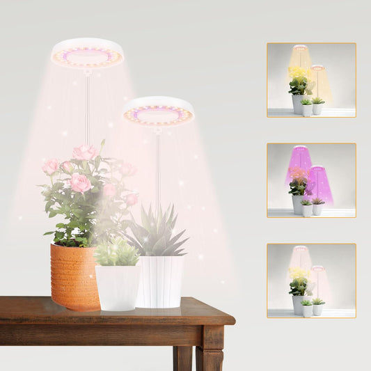 Skorter | Gooingtop Led Grow Light, Halo Plant Growth Lamp For Indoor Plants, White Full Spectrum Low Light For Small Plants, Upgraded Timer 4/8/12/18 Hours & Variable Spectrum, 2 Pack