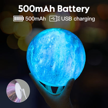 Skorter | Brightworld 5.9" Moon Lamp - 16 Colors LED 3D Galaxy Night Light With Remote Control & Touch Control