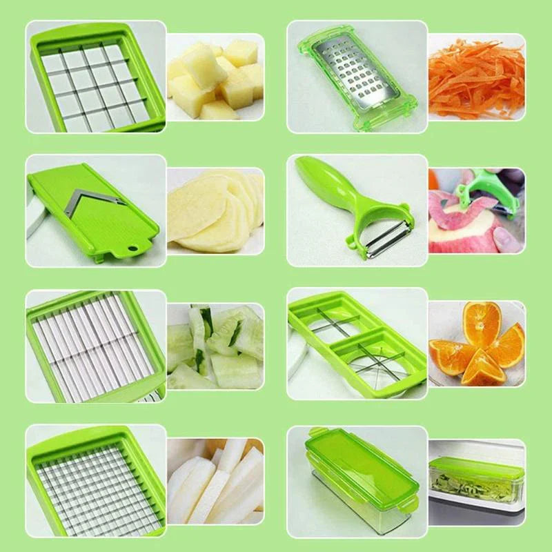Skorter | 12-in-1 Multifunctional Vegetable Slicer with Interchangeable Blades and Catching Container