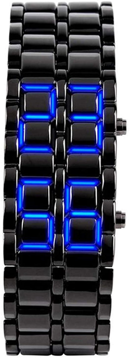 Skorter | Mens Casual Simple Youth Sports Watch Electronic Binary Digital LED Lava Alloy Rectangular Chain Watches