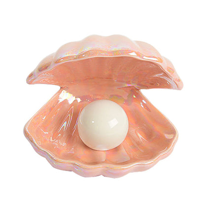 Skorter | Binaryabc Pink Ceramic Shell Pearl Led Lamp - Portable Night Light & Christmas Gift