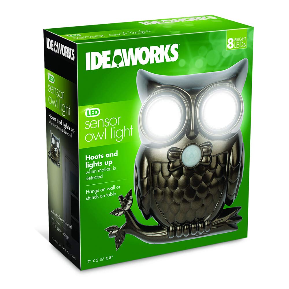 Skorter | Ideaworks Black LED Motion Sensor Owl Light – Decorative Plastic Accent For Home