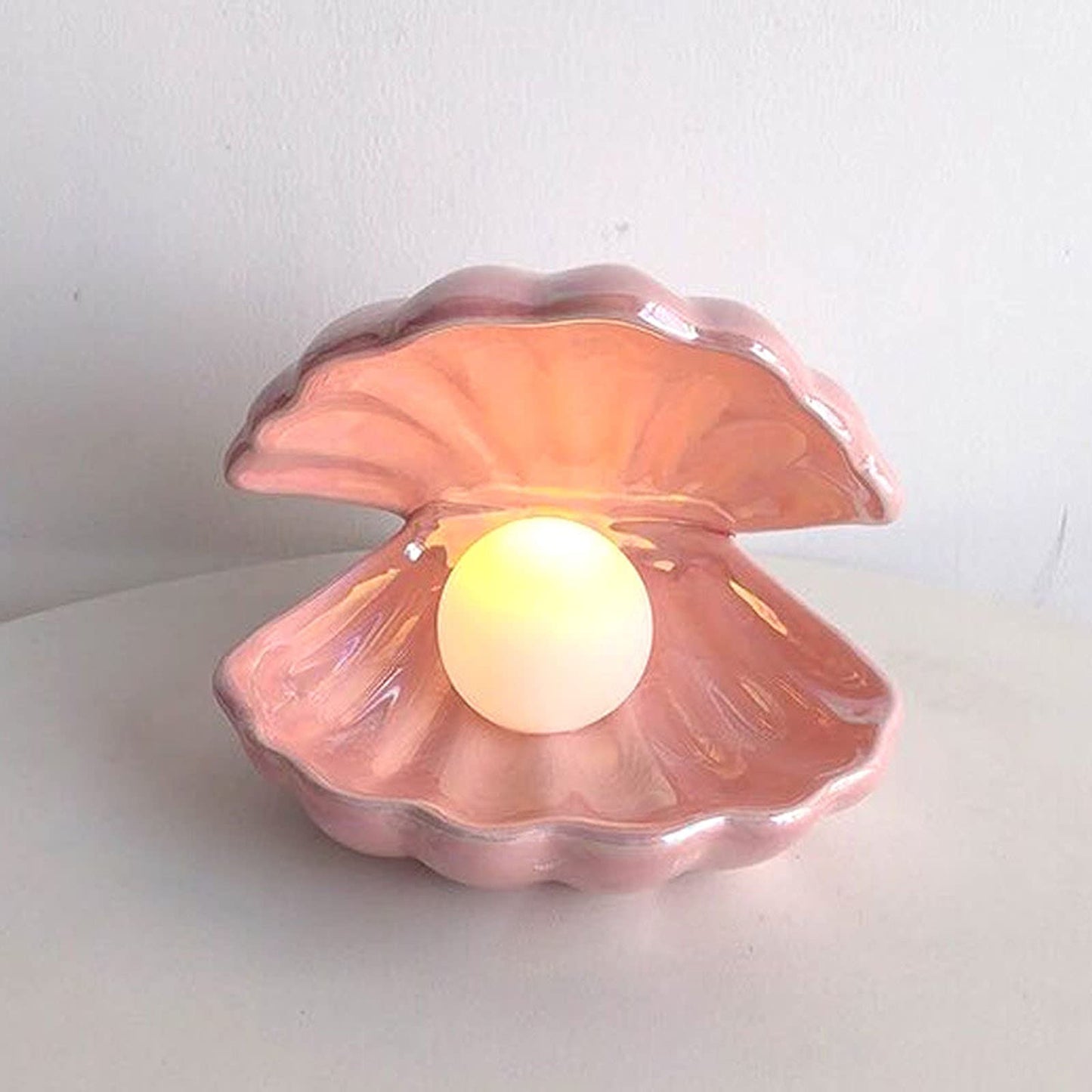 Skorter | Binaryabc Pink Ceramic Shell Pearl Led Lamp - Portable Night Light & Christmas Gift