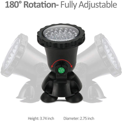 Skorter | Zhgservu Color Changing Underwater Pond Light - 36 LED Submersible Spotlight With Timer Remote Control, Set Of 2