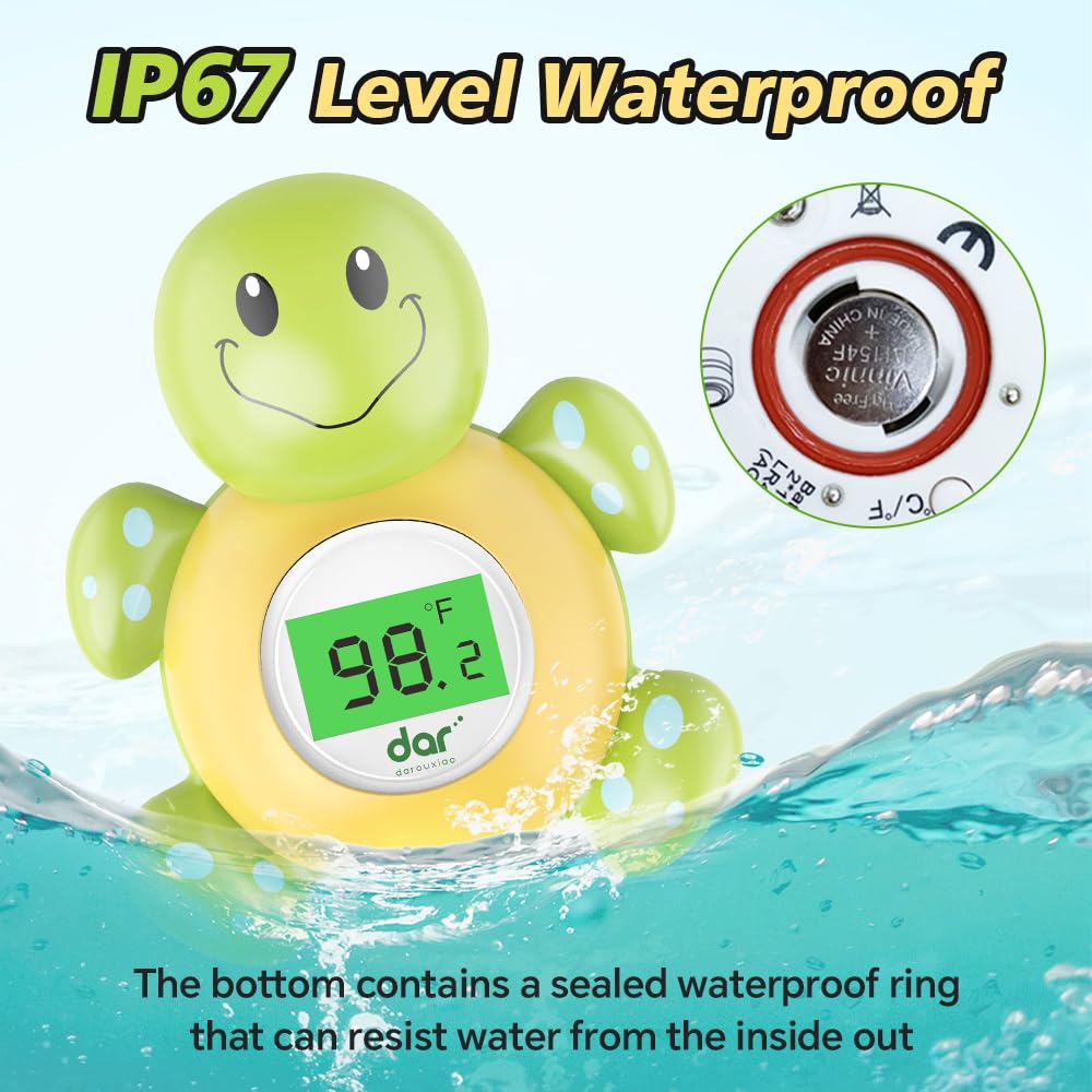 Skorter | AquaVeilig Baby Bath Thermometer – Digital Display with 3 Colors and Temperature Warning
