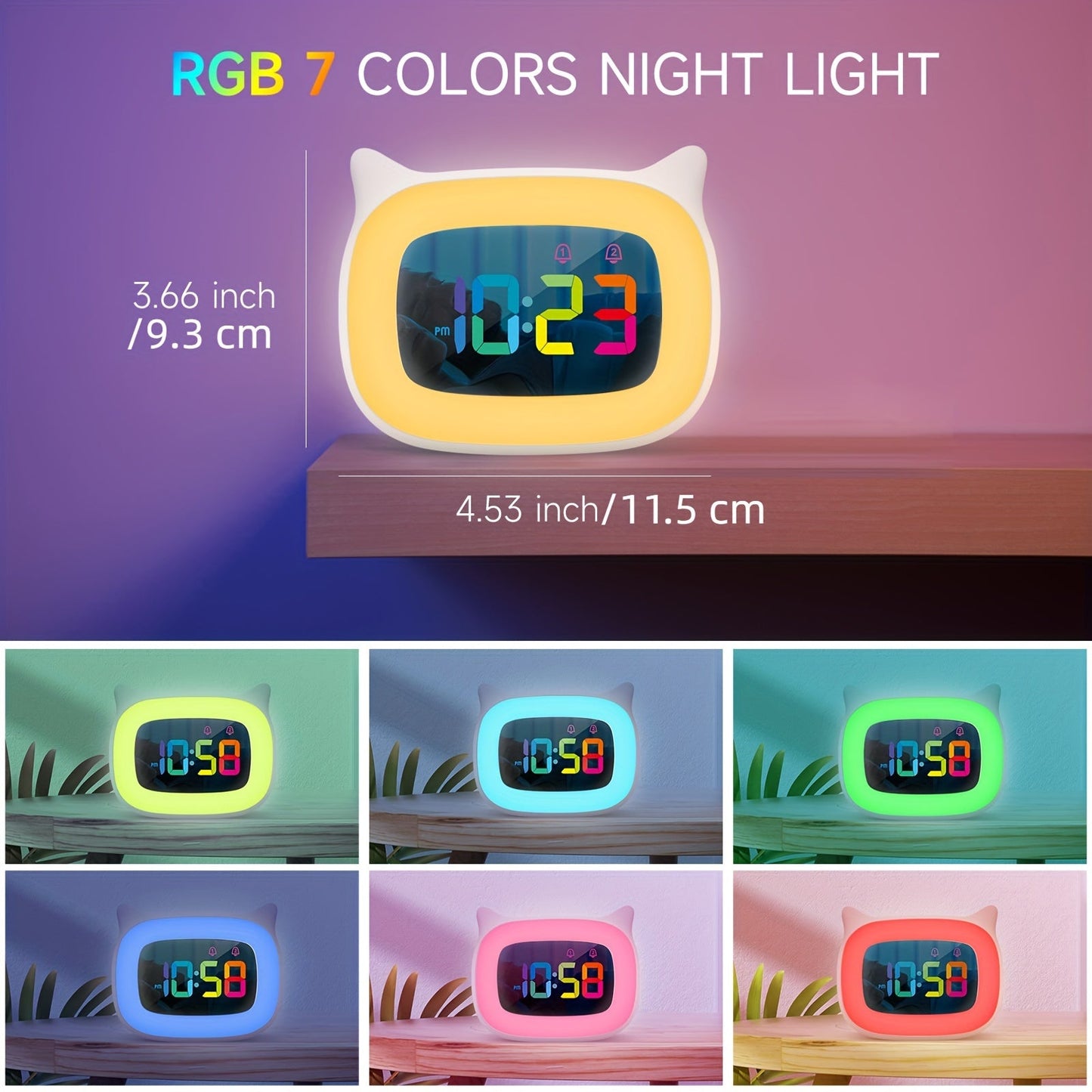 Skorter | CatGlow - Cute LED Alarm Clock with Night Light