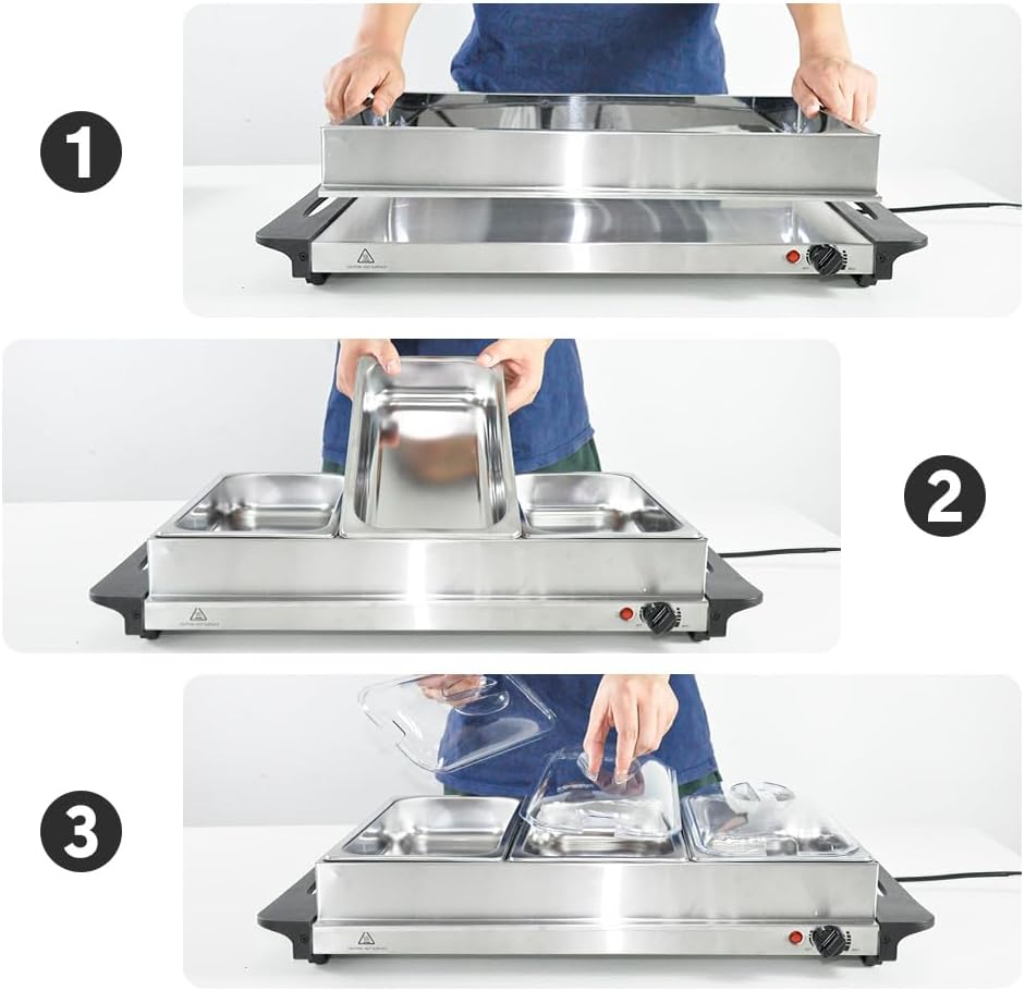 Skorter | Electric Buffet Food Warmer with 3 × 2.5L Trays & Temperature Control – Valtero