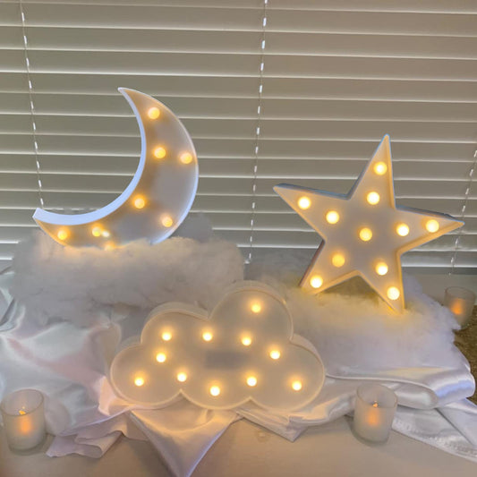 Skorter | Zuovaov Stars Moon Clouds Nightlight - White Plastic Decorative Art Lamp