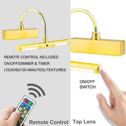 Skorter | Biglight Wireless Led Picture Light With Remote Control, Dimmable, 3 Modes, 8.8", Gold