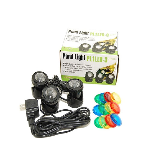 Skorter | Jebao submersible LED pond lamp set of 3 with photocell sensor - white plastic