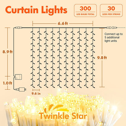 Skorter | 300 LED Window Top Light Sources For Wedding, Party, Home, Garden, Bedroom, Warm White