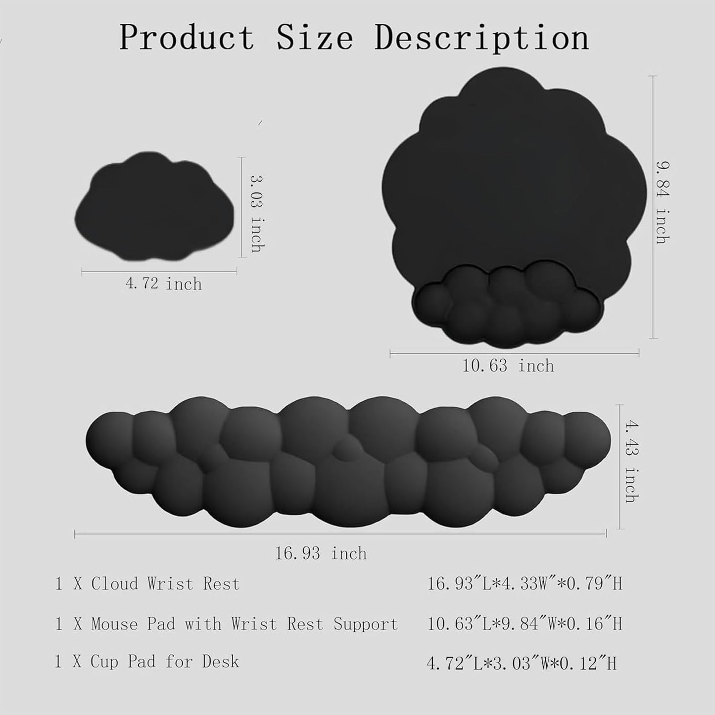 Skorter | Cloud-Shaped Ergonomic Wrist Rest Set with Mouse Pad & Coaster – Zeyora