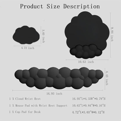 Skorter | Cloud-Shaped Ergonomic Wrist Rest Set with Mouse Pad & Coaster – Zeyora