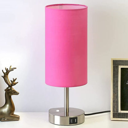 Skorter | Touch Control Table Lamp - Table lamp with USB ports and 3-way dimmable flaxen shade