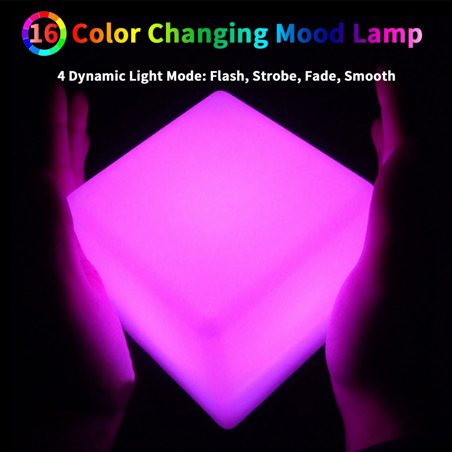 Skorter | Borelor 4-inch LED cube light - Rechargeable mood lamp, 16 changing colors, remote control