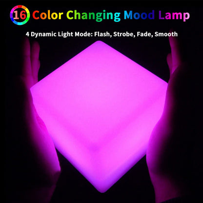 Skorter | Borelor 4-inch LED cube light - Rechargeable mood lamp, 16 changing colors, remote control