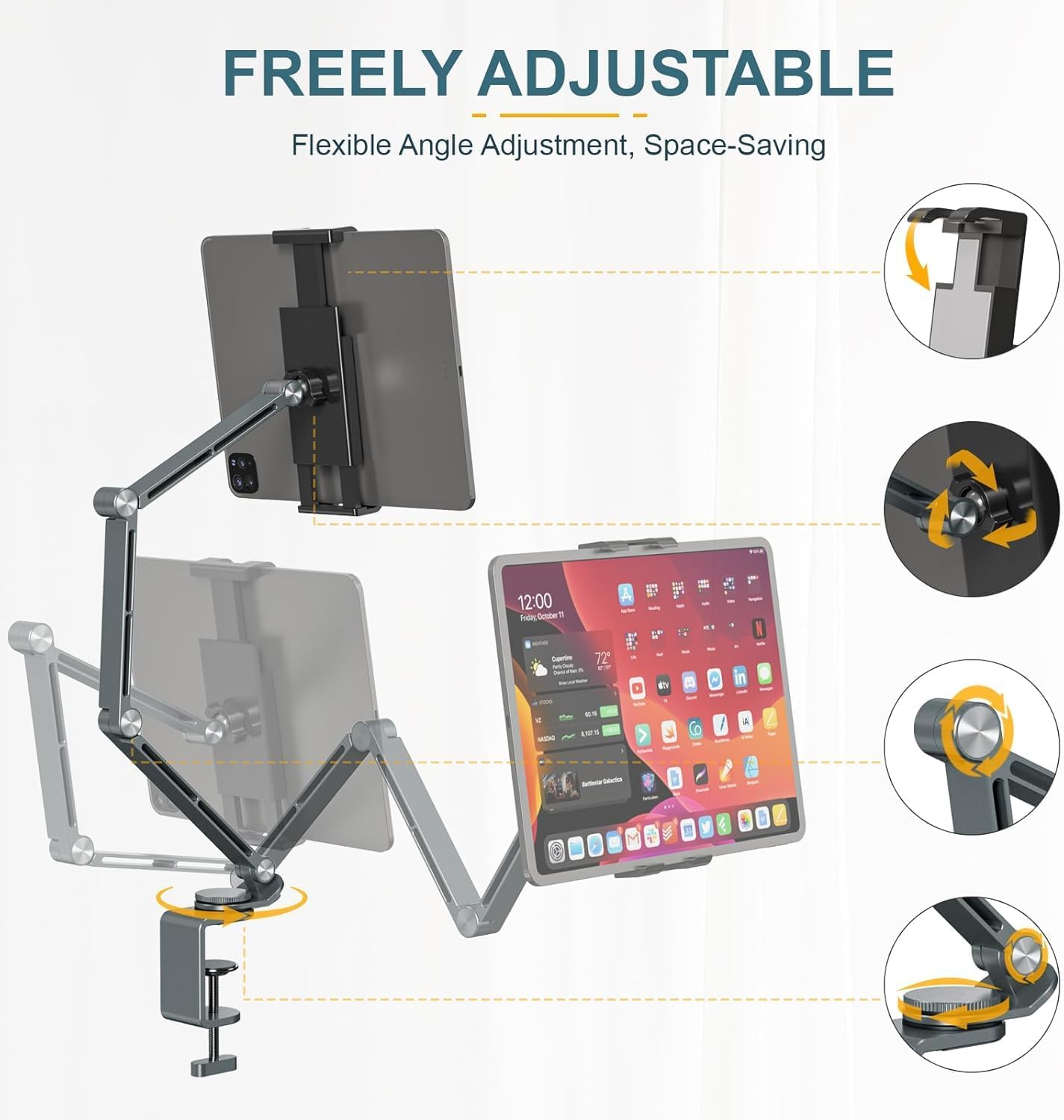 Skorter | Adjustable Aluminum Tablet Desk Stand with 360° Rotation – Movaro