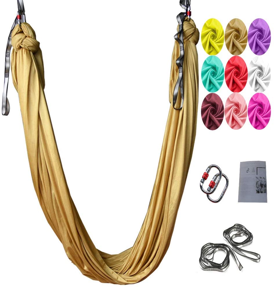 Skørter | Aerial Yoga Swing Set, L:5M W:2.8M Anti Gravity Hammock Inversion Exercises Includes 2 Carabiners, 2 Daisy Chain, 1 Hanging Instructions.