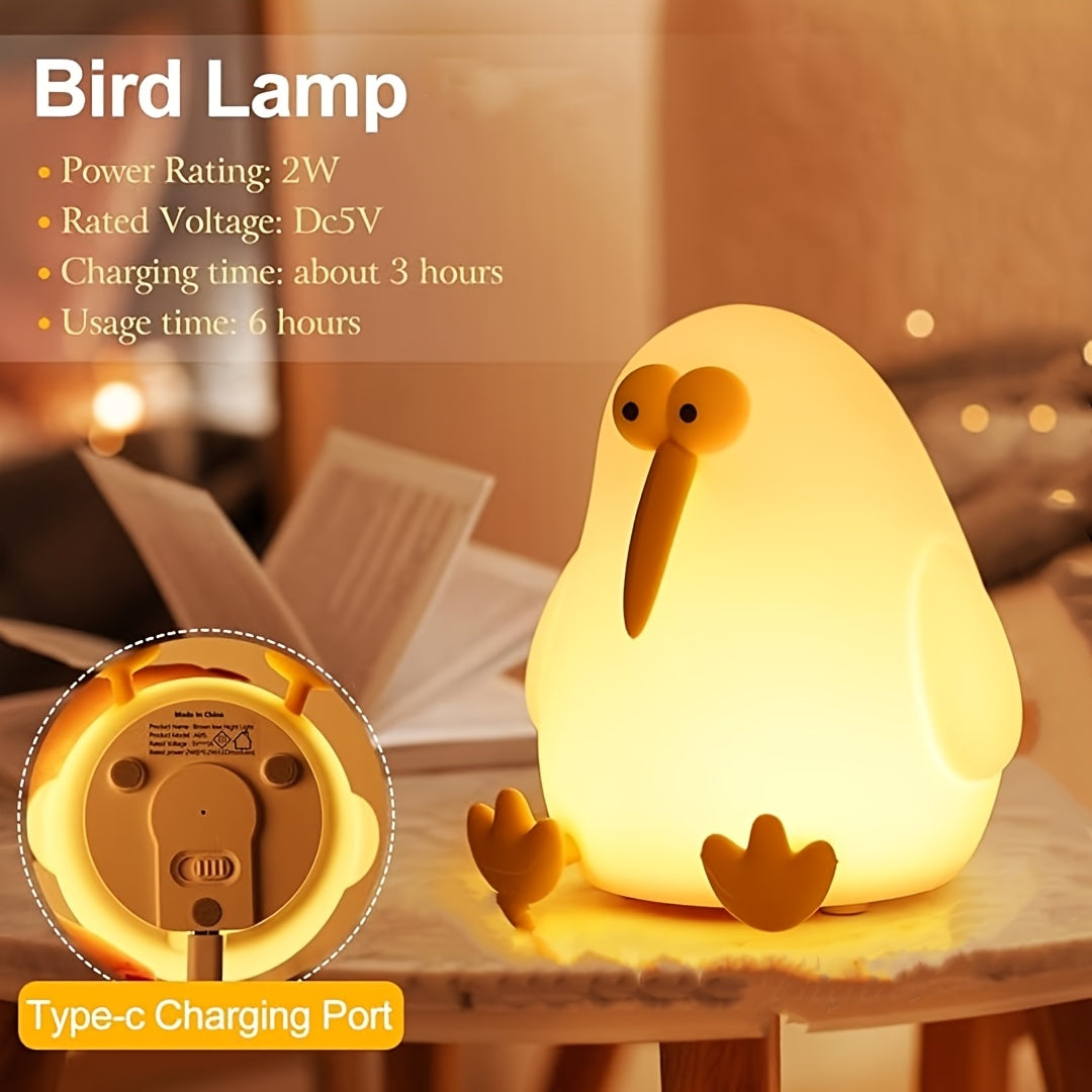 Skorter | KiwiGlow - KiwiBird LED Night Light, USB Rechargeable with Dimmable Touch Sensor