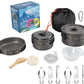 Skørter | DZRZVD Camping Cooking Equipment Mess Kit Gear, Backpack Accessories Equipment Pots and Pans Set with Net Carry Bag for Hiking, Picnic