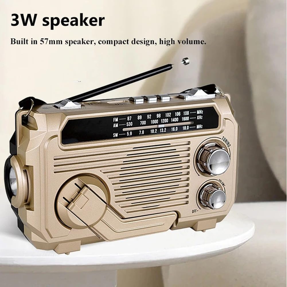 Skorter | SafeWave Emergency Radio with Built-in Power Bank – Hand Crank, Solar & USB Charging, AM/FM, LED Torch & SOS Alert