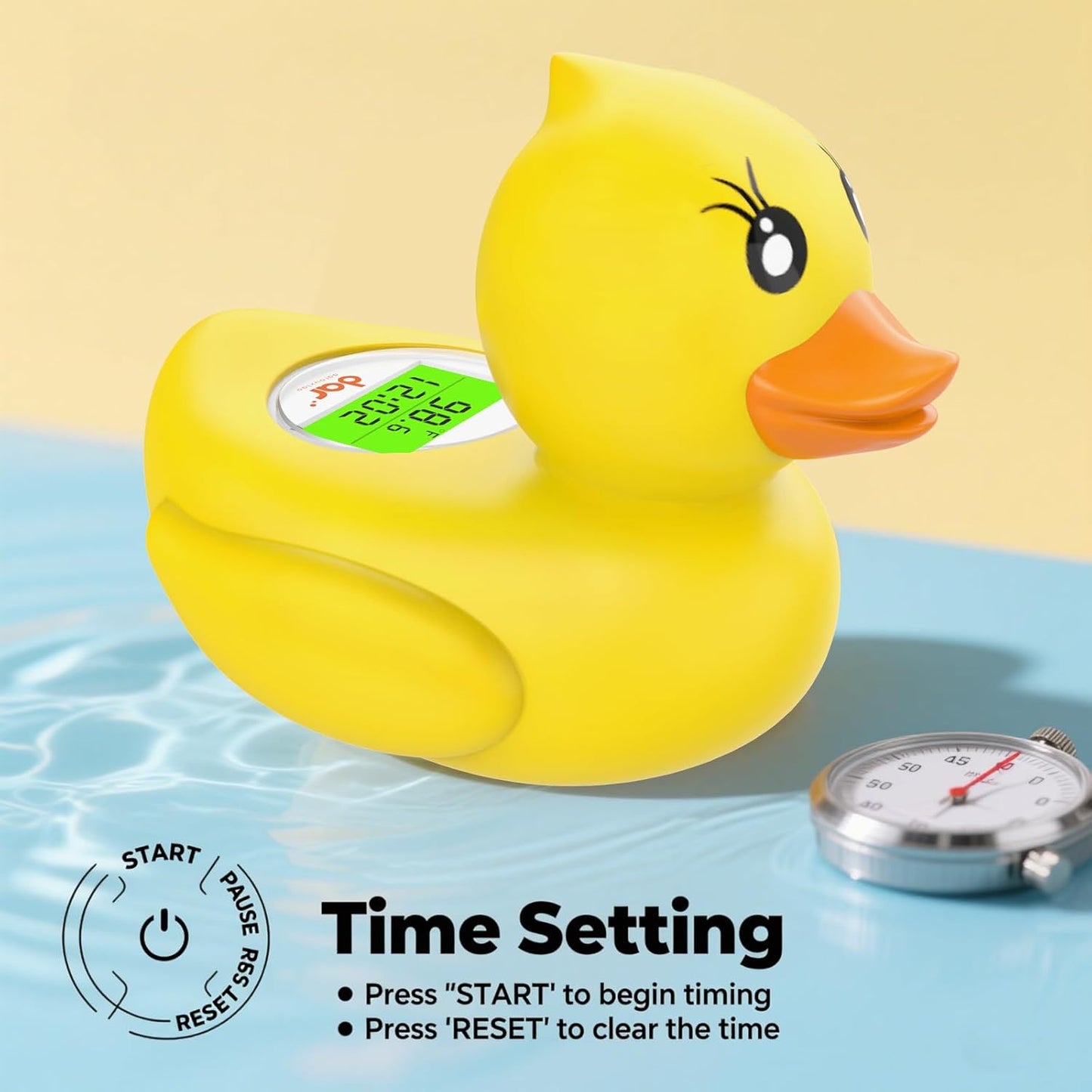 Skorter | AquaVeilig Baby Bath Thermometer – Digital Display with 3 Colors and Temperature Warning