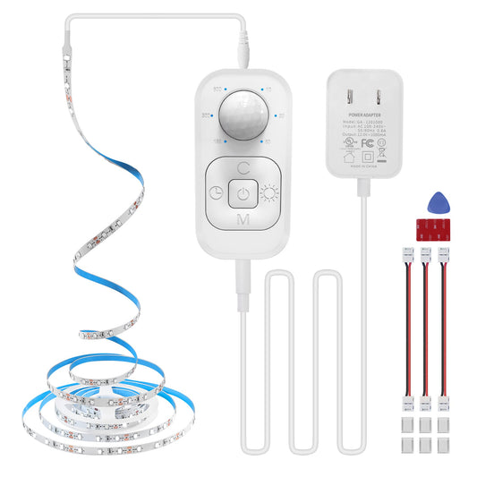Skorter | Speycer motion sensor LED strip lighting, cool white, 9.84 feet - Indoor cabinet lighting with dimmer and timer