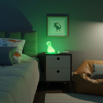 Skorter | Globe Electric Brontosaurus Led Night Light - Multicolored, Rechargeable Silicone Table Lamp, White