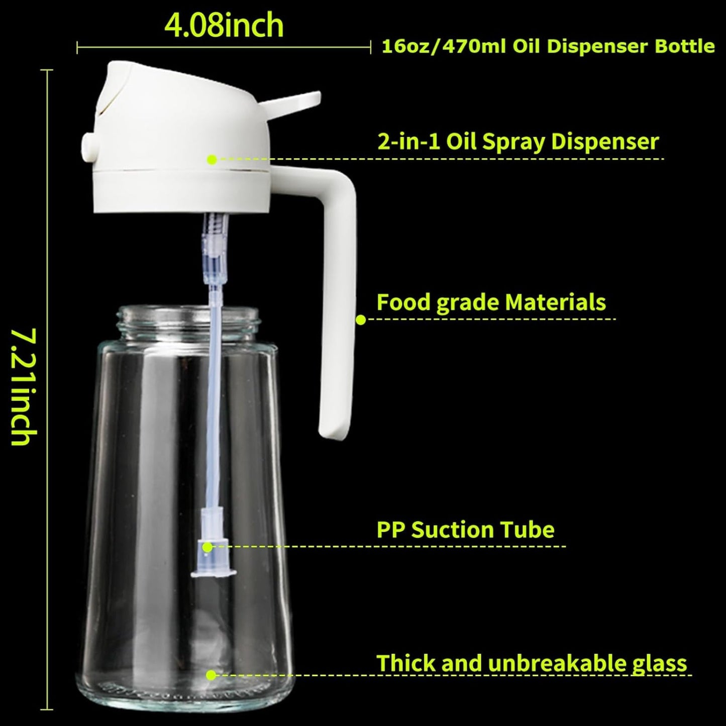 Skorter | 2-in-1 Oil Dispenser Bottle | Oil Sprayer and Dispenser | Healthy Cooking