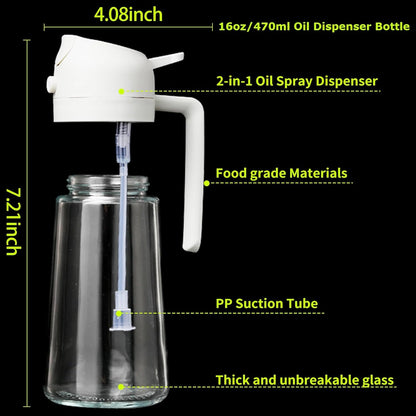 Skorter | 2-in-1 Oil Dispenser Bottle | Oil Sprayer and Dispenser | Healthy Cooking
