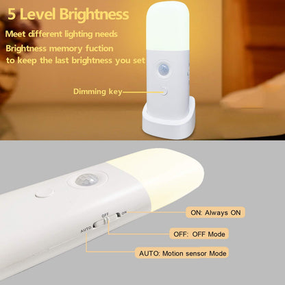 Skorter | Creweel Motion Sensor Night Light, Dimmable LED Table Lamp, Battery Operated, 2 Pack, Warm White
