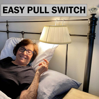 Skorter | Evelots Bed Headboard Reading Lamp - 2 Pack Soft Fabric Shade, Simple Pull Cord, Metal