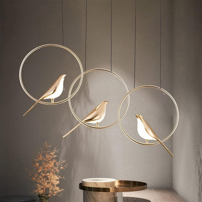 Skorter | Circle Pendant Lamp with Bird Motifs – Modern Lighting Fixture for Home Decor & Unique Ceiling Design