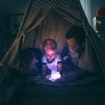Skorter | Globe Electric Brontosaurus Led Night Light - Multicolored, Rechargeable Silicone Table Lamp, White