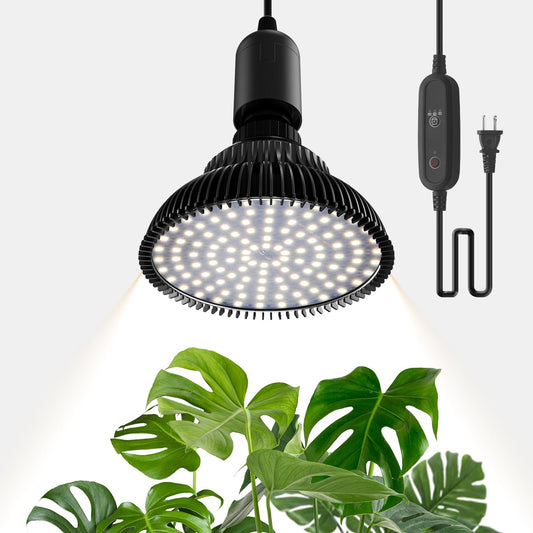 Skorter | Spectrum Hanging Grow Light For Indoor Plants, 25W 5000K, Led Hanging Grow Light With Timer, Height Adjustable Hanging Plant Light, Full Spectrum Pendant Grow Light For Seed Starting, Black