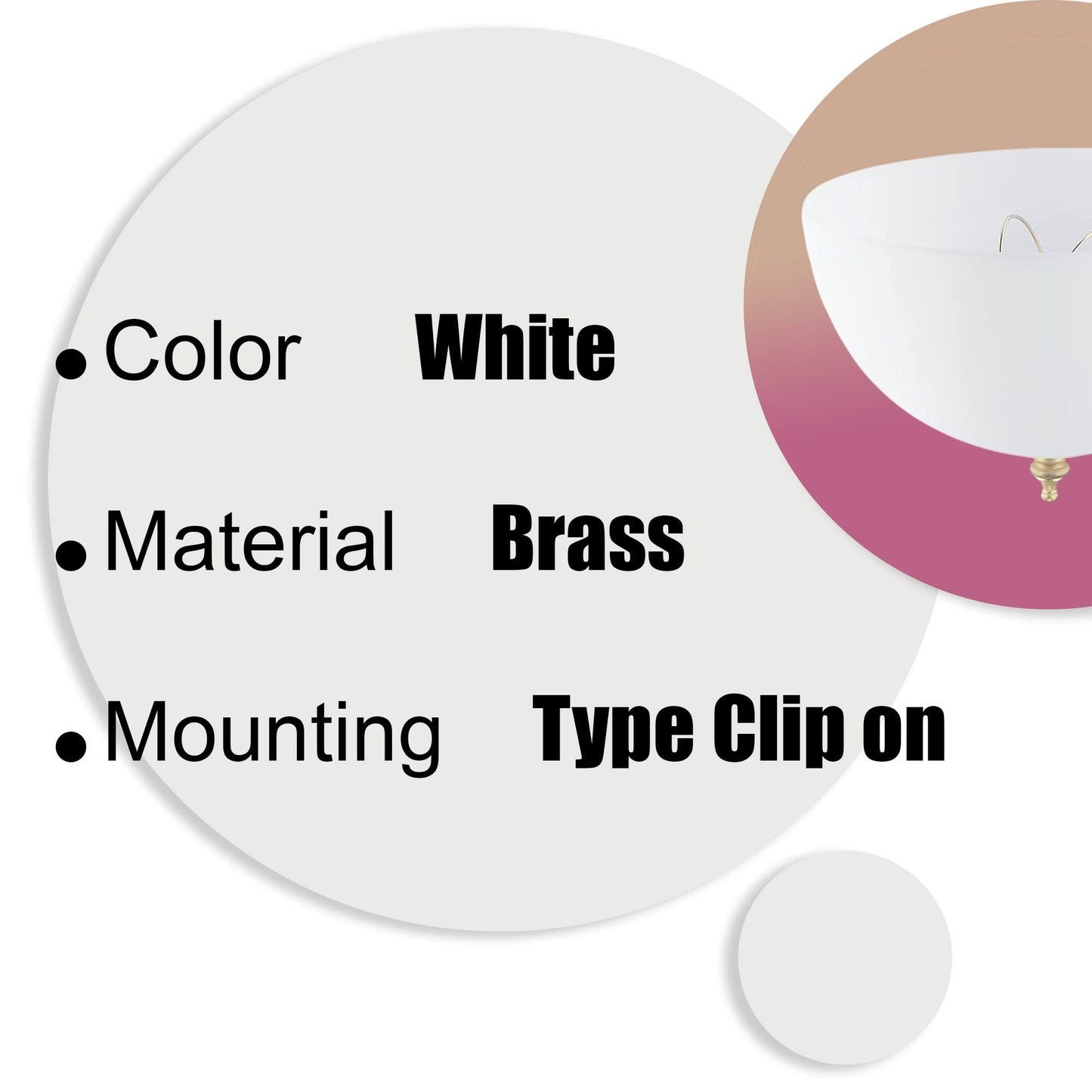 Skorter | Ciata 4-3/4" Ceiling Lamp Shade, White Plastic Clip-On Diffuser, 2 Pack, A-Shaped Bulb