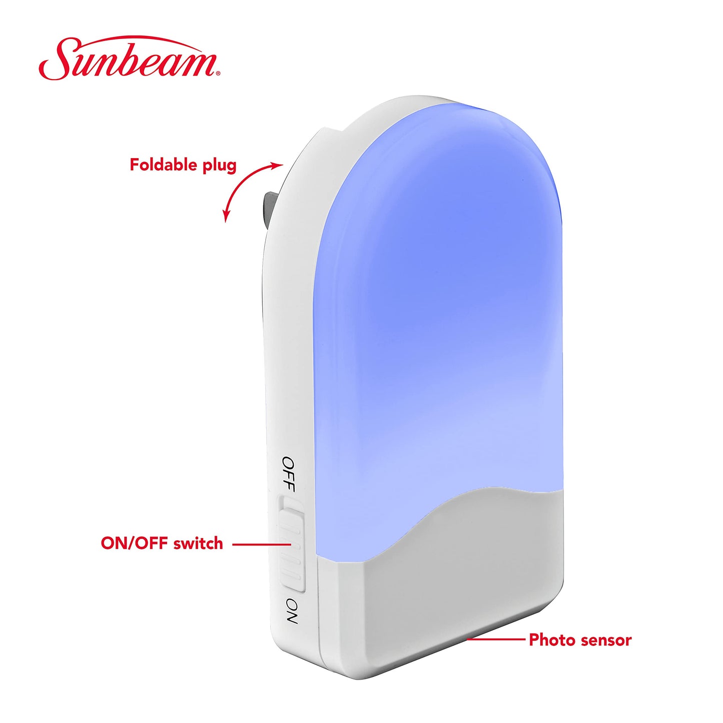 Skorter | Sunbeam 3-in-1 Instabeam LED Night Light - Clear White & Soothing Blue, Rechargeable, Twilight to Dawn