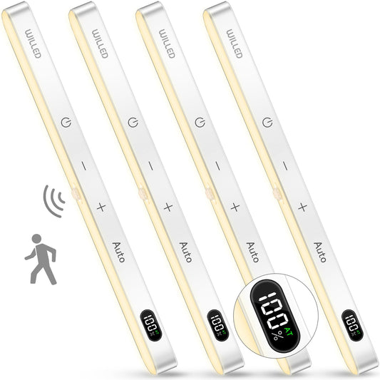 Skorter | Willed 3000K Motion Sensor Light - 60 Led Touch Light Bar, Rechargeable, 4 Pack for Indoor Use