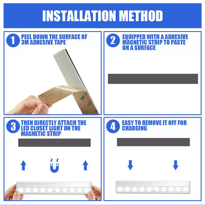 Skorter | Sixdefly 6 Pack Led Motion Sensor Clothes Hanger Light, Wireless Rechargeable Clear White Night Light Bar