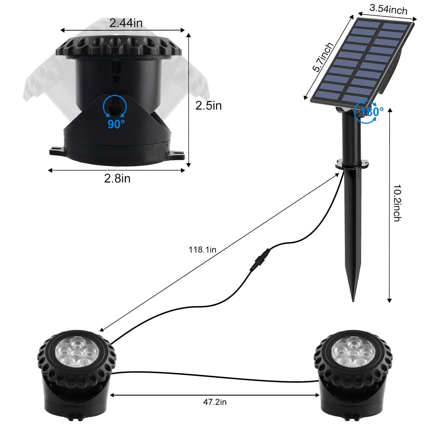 Skorter | T-Sun Sol Rgb Female Light - Ip68 Waterproof Submersible Led For Aquarium & Garden (2 Lights)