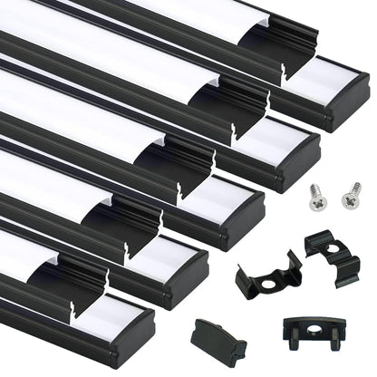 Skorter | Muzata 10Pack 3.3Ft Led Channel, Black Aluminium U Shape Diffuser With Milk White Cover, 1