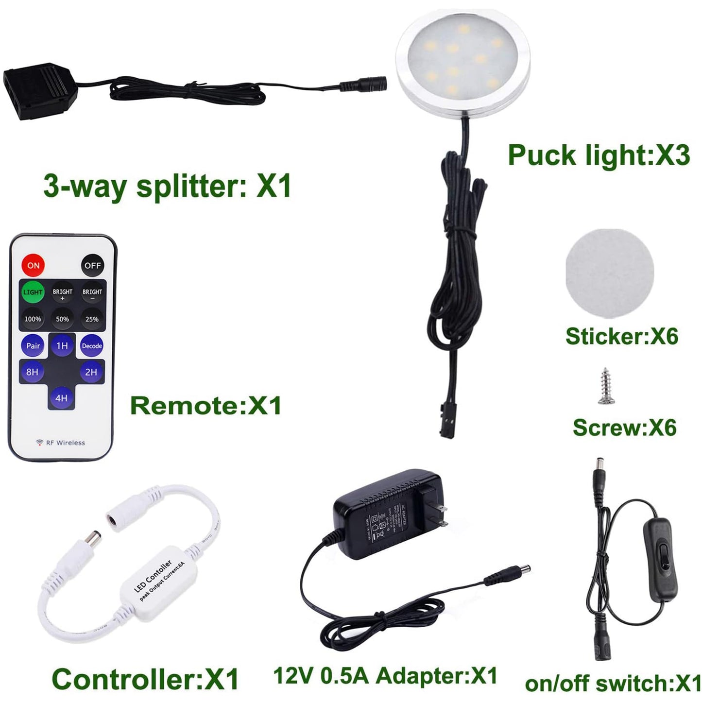 Skorter | Aiboo Dimmable Led Under Cabinet Puck Light Kit With Rf Remote Control, Warm White 2700K