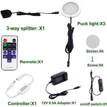 Skorter | Aiboo Dimmable Led Under Cabinet Puck Light Kit With Rf Remote Control, Warm White 2700K